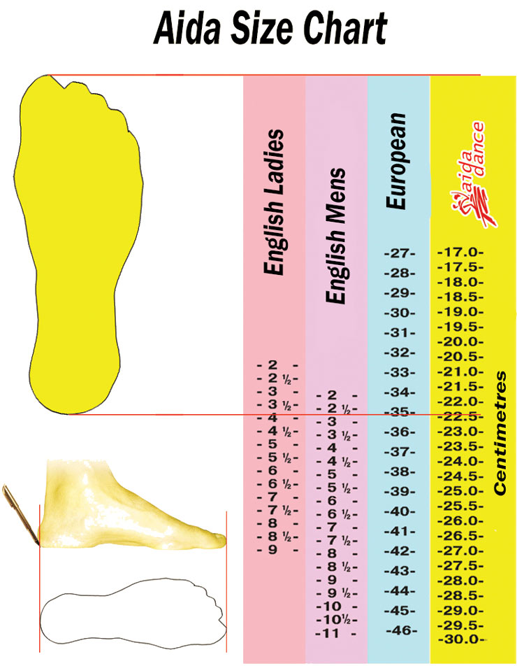 AIDA Dance Shoes Size Guide